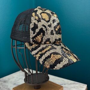 Sequin Animal Print Trucker Hat